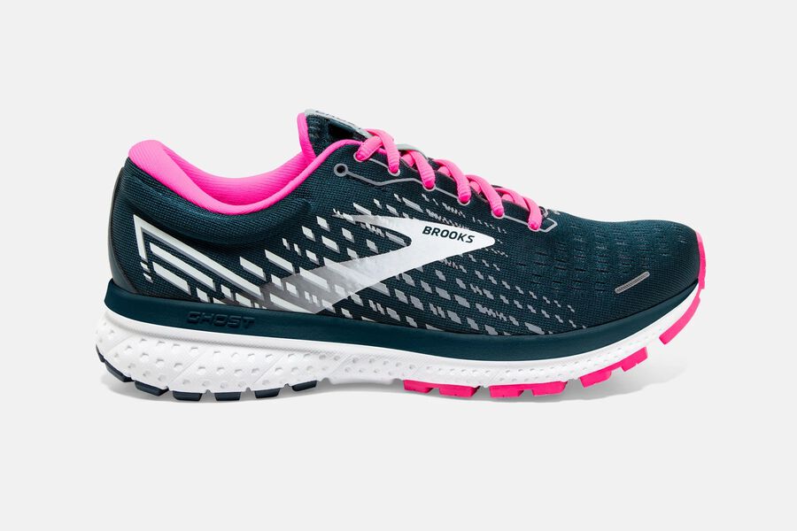 Brooks Ghost 13 Road Running Shoes Womens Navy/Pink 431728-KYD